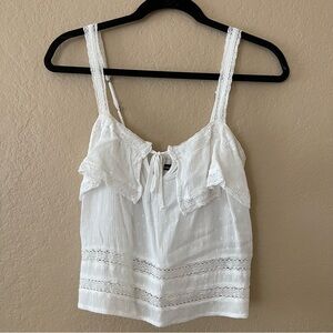 Abercrombie & Fitch white ruffle tank top